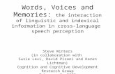 Words, Voices and Memories: the interaction of linguistic and indexical information in cross-language speech perception Steve Winters (in collaboration.