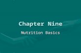 Chapter Nine Nutrition Basics. Nutritional Requirements: Components of a Healthy Diet Six Classes of Essential Nutrients The body requires: proteinsproteins.