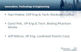Innovation, Technology & Engineering Nan Mattai, SVP Eng & Tech, Rockwell Collins Daryl Pelc, VP Eng & Tech, Boeing Phantom Works Jeff Wilcox, VP Eng,
