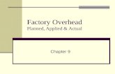Factory Overhead Planned, Applied & Actual Chapter 9.