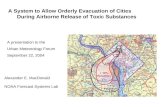 A System to Allow Orderly Evacuation of Cities During Airborne Release of Toxic Substances Alexander E. MacDonald NOAA Forecast Systems Lab A presentation.