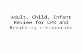 Adult, Child, Infant Review for CPR and Breathing emergencies.