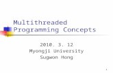 1 Multithreaded Programming Concepts 2010. 3. 12 Myongji University Sugwon Hong 1.