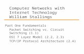 Computer Networks with Internet Technology William Stallings Part One Fundamentals Packet Switching vs. Circuit Switching (1.1) OSI 7 Layer Model (2.2,