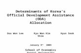 Determinants of Korea’s Official Development Assistance (ODA) Allocation Doo Won Lee Kyu Won Kim Hyun Seok Shim January 9 th 2009 School of Economics Yonsei.