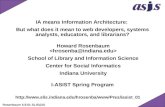 Rosenbaum 5.9.01 SLIS@IU IA means Information Architecture: But what does it mean to web developers, systems analysts, educators, and librarians? Howard.