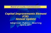 Capital Improvements Element (CIE) Annual Update Adoption Public Hearing April 5, 2011.