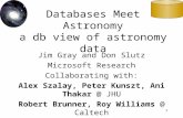 1 Databases Meet Astronomy a db view of astronomy data Jim Gray and Don Slutz Microsoft Research Collaborating with: Alex Szalay, Peter Kunszt, Ani Thakar.