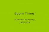 Boom Times Economic Prosperity 1922-1929 New Technology New Production Methods New Business Practices New Consumers.