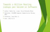 Towards a Billion Routing Lookups per Second in Software  Author: Marko Zec, Luigi, Rizzo Miljenko Mikuc  Publisher: SIGCOMM Computer Communication Review,