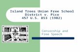 Island Trees Union Free School District v. Pico 457 U.S. 853 (1982) Censorship and Free Speech.