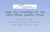 Some Key Findings of the 2014 REUWS Update Study Project 4309 Water Research Foundation ACE 2014, Boston MA.