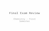 Final Exam Review Chemistry – First Semester. “Matter is made up of atoms. Atoms have tiny positive centers containing protons and neutrons.” The above.