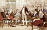 The Constitution divides power between the national government and the states. This creates five different types of powers within the Constitution.