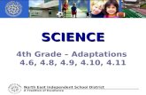 SCIENCE 4th Grade – Adaptations 4.6, 4.8, 4.9, 4.10, 4.11 North East Independent School District A Tradition of Excellence.