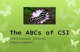 The ABCs of CSI Continuous School Improvement. If nothing ever changed, there’d be no butterflies. Unknown.