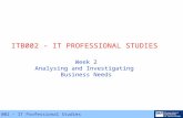 ITB 002 – IT Professional Studies ITB002 - IT PROFESSIONAL STUDIES Week 2 Analysing and Investigating Business Needs.