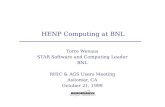 HENP Computing at BNL Torre Wenaus STAR Software and Computing Leader BNL RHIC & AGS Users Meeting Asilomar, CA October 21, 1999.