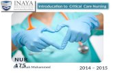 2014 – 2015 NUR 475 DR. Samah Mohammed. Introduction. Define of critical care. Define of Critical care unit. Define of critical care nursing. Define of.