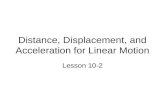 Distance, Displacement, and Acceleration for Linear Motion Lesson 10-2.
