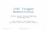 STGC Trigger Demonstrator sTGC Trigger Demonstrator ATLAS Israel Annual Meeting 30 December 2012 Lorne Levinson, Julia Narevicius, Alex Roich, Meir Shoa,