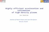 Highly efficient acceleration and collimation of high-density plasma Jan Badziak Institute of Plasma Physics and Laser Microfusion Warsaw, Poland.