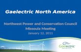 Gaelectric North America Northwest Power and Conservation Council Missoula Meeting January 12, 2011.