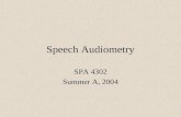 Speech Audiometry SPA 4302 Summer A, 2004. The Diagnostic Audiometer Equipped with Inputs for microphones, cassette tapes, or CDs Volume unit (VU) meters.