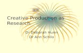 Creative Production as Research Dr Deborah Hunn Dr Ann Schilo.