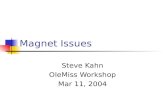 Magnet Issues Steve Kahn OleMiss Workshop Mar 11, 2004.