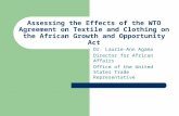 Assessing the Effects of the WTO Agreement on Textile and Clothing on the African Growth and Opportunity Act Dr. Laurie-Ann Agama Director for African.