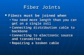 Fiber Joints Fibers must be joined when Fibers must be joined when You need more length than you can get on a single rollYou need more length than you.