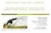 BIOCEN Summer School 2011, Valladolid Bioenergy potential of industrial side products (food industry, restaurants etc.) Student group: Olga Garmash Istvan.