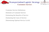 Customer Service Transportation/Logistic Strategy Customer Service Definitions Elements of Customer Service Estimating the Benefits of Service Estimating.