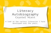 Literacy Autobiography Crystal Hirst A look at the various literacies I have developed over the years…