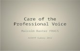 Care of the Professional Voice Malcolm Baxter FRACS ACENTP Sydney 2012.