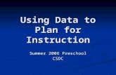 Using Data to Plan for Instruction Summer 2006 Preschool CSDC.