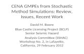 CENA GMPEs from Stochastic Method Simulations: Review, Issues, Recent Work David M. Boore Blue Castle Licensing Project (BCLP) Senior Seismic Hazard Analysis.