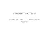 STUDENT NOTES 5 INTRODUCTION TO COMPARATIVE POLITICS.