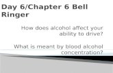 How does alcohol affect your ability to drive? What is meant by blood alcohol concentration?