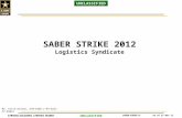 STRONG SOLDIERS, STRONG TEAMS! UNCLASSIFIED As of 27 Nov 11SABER STRIKE 12 Ms. Elise Holtan, 370-8368 (+49-6221-57-8368) SABER STRIKE 2012 Logistics Syndicate.