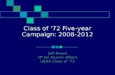 Class of '72 Five-year Campaign: 2008-2012 Jeff Beard VP for Alumni Affairs USNA Class of ‘72.