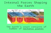 Internal Forces Shaping the Earth The earth’s crust consists of number of tectonic plates.