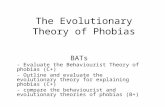The Evolutionary Theory of Phobias BATs - Evaluate the Behaviourist Theory of phobias (C+) - Outline and evaluate the evolutionary theory for explaining.
