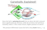 Curveballs: Explained! Since the ball is spinning forward, the air above the ball is slowed down significantly (by friction), while the air below the ball.