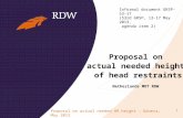 Proposal on actual needed height of head restraints Netherlands MOT RDW Proposal on actual needed HR height - Geneva, May 2012 1 Informal document GRSP-53-17.