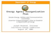Department of Energy Energy Agency Reorganization Plan Senate Energy, Utilities and Communications Committee Governor Schwarzenegger’s Plan to Establish.