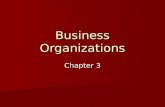Business Organizations Chapter 3. Goals & Objectives 1. Characteristics of Business Organizations. 2. Advantages & Disadvantages of Business Organizations