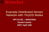Example Distributed Sensor Network with TinyOS Motes RPI ECSE – 6965/4694 Daniel Casner 2007 April 13th.