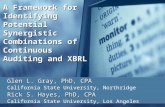 A Framework for Identifying Potential Synergistic Combinations of Continuous Auditing and XBRL Glen L. Gray, PhD, CPA California State University, Northridge.